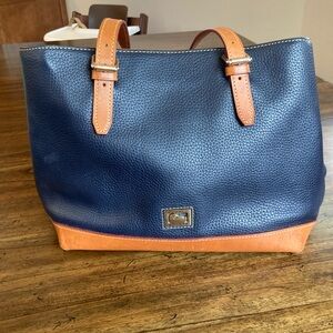 Dooney & Bourke Navy and Orange Leather Tote